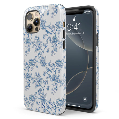 Custom Initials French Toile De Jouy iPhone Case V1