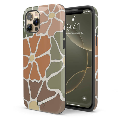 Custom Initials Abstract Flowers iPhone Case - V2