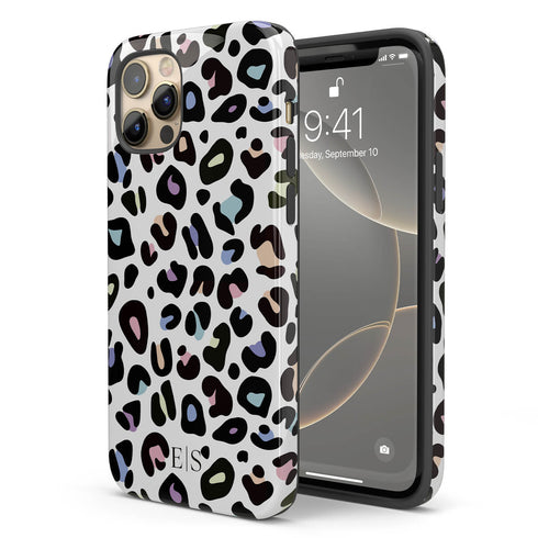 Custom Initials Candy Leopard iPhone Case