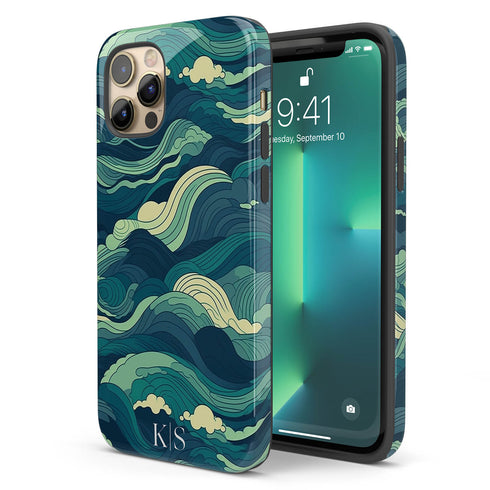 Custom Initials Tropical Turquoise Ocean Waves iPhone Case