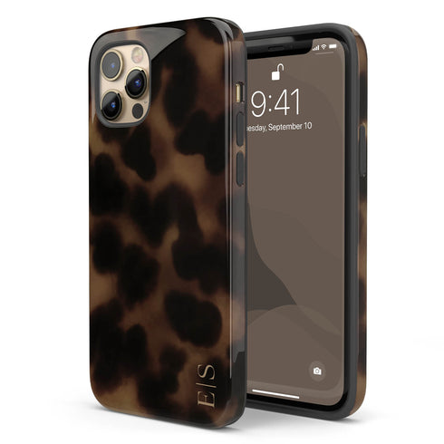 Personalized Amber Tortoise Vertical Initials iPhone Case