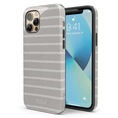 Custom Name Hand Drawn Pastel Stripes iPhone Case