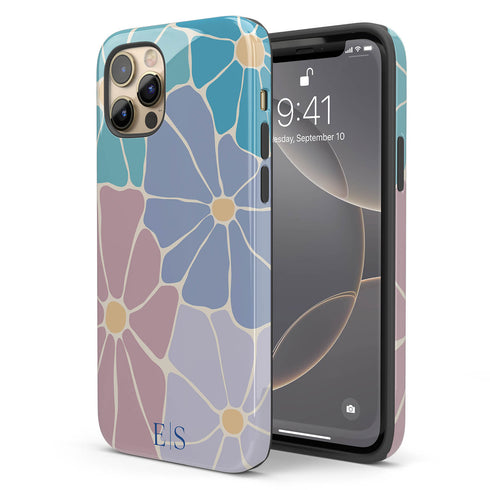 Custom Initials Abstract Flowers iPhone Case - V1