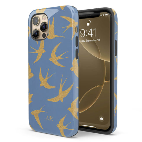Personalized Golden Swallows iPhone Case