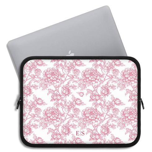 Personalized French Toile De Jouy Laptop Sleeve