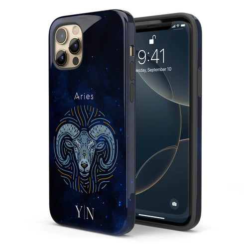 Personalized Blue Zodiac Horoscope Sign iPhone Case