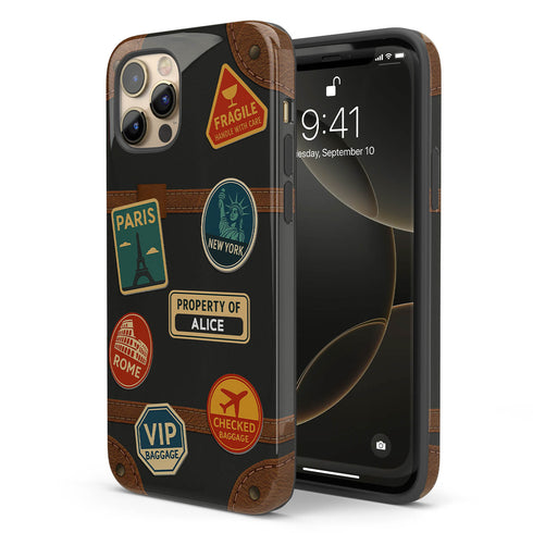 Personalized Vintage Suitcase Sticker iPhone Case