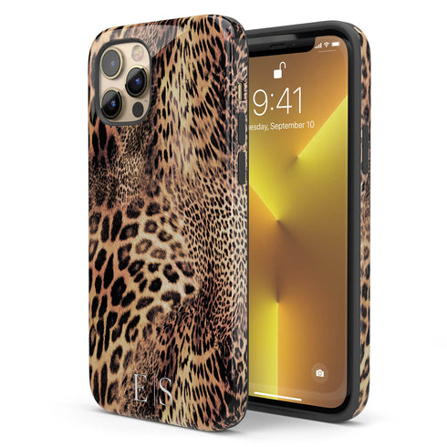 Exotic Leopard Custom Initials iPhone Case