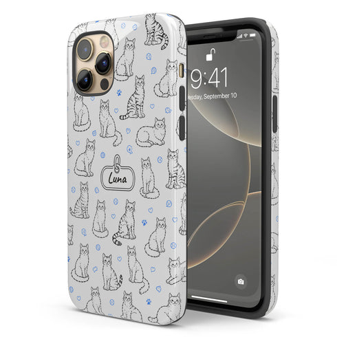 Personalized Cat Doodle Tag iPhone Case