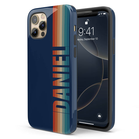 Custom Name Retro Rainbow Stripes iPhone Case