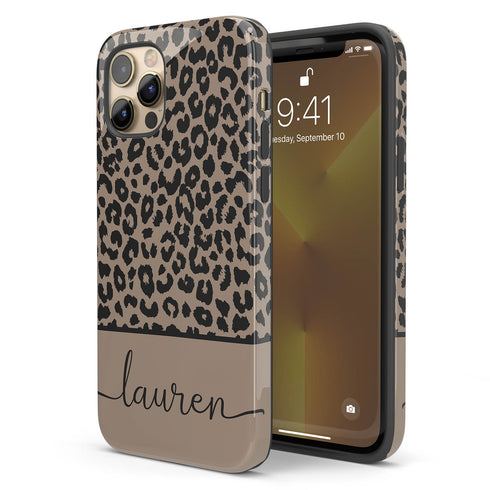 Boho Leopard Custom Name iPhone Case