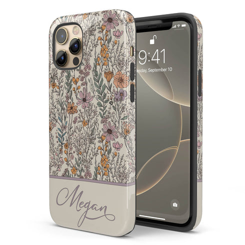 Custom Name Wildflower Meadows Cottagecore iPhone Case