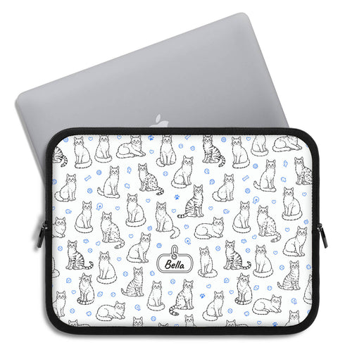 Personalized Cat Doodle Tag Laptop Sleeve