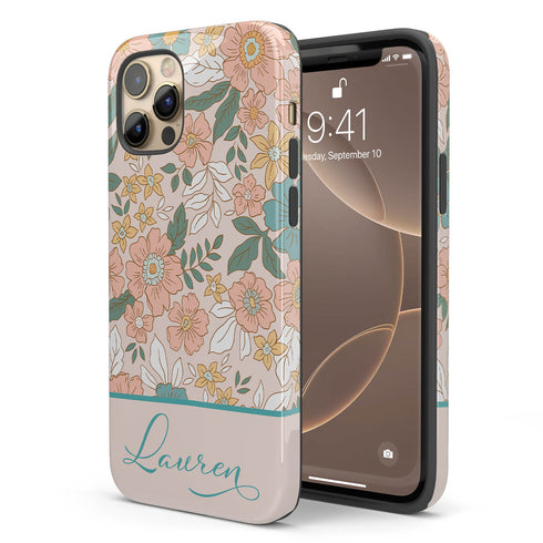 Custom Name Spring Floral Cottagecore iPhone Case