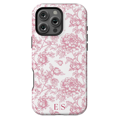 Custom Initials French Toile De Jouy iPhone Case V1