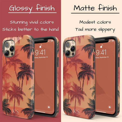 Custom Initials Tropical Blush Palm Trees iPhone Case