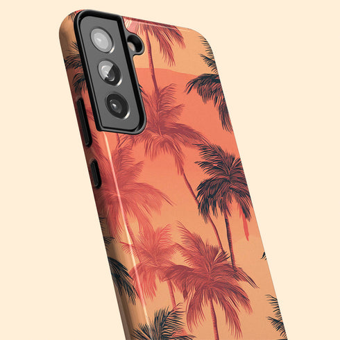 Custom Initials Tropical Blush Palm Trees Galaxy Case