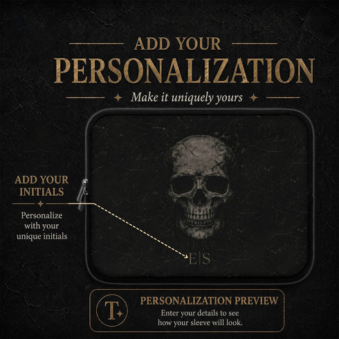 Personalized Obsidian Skull Laptop Sleeve