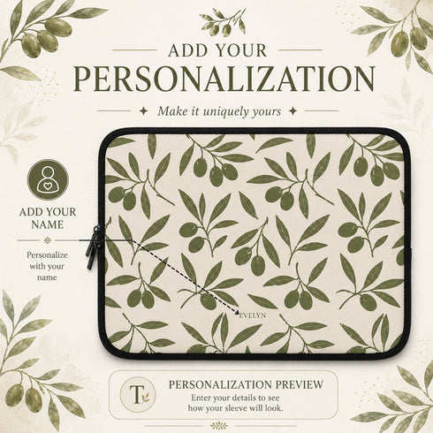 Personalized Olive Branch Laptop Sleeve