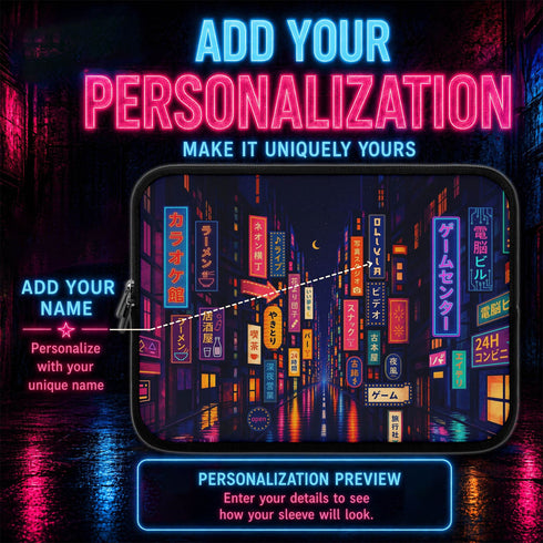 Personalized Midnight Tokyo Laptop Sleeve