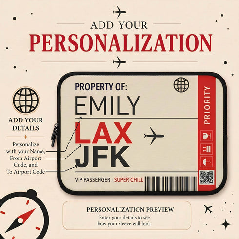 Personalized Luggage Tag Laptop Sleeve