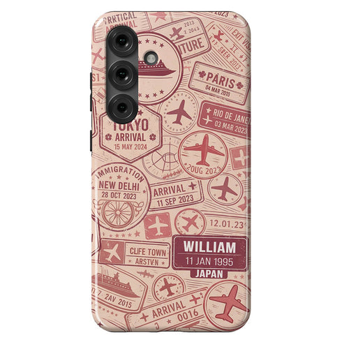 Personalized Travel Stamp Galaxy Case - Name, Date & Favorite City