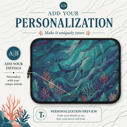 Personalized Polygon Whale Laptop Sleeve
