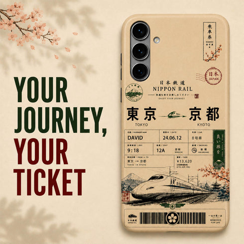 Personalized Vintage Japanese Train Ticket Galaxy Case