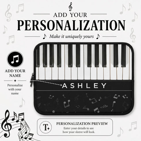 Personalized Piano Keys Laptop Sleeve