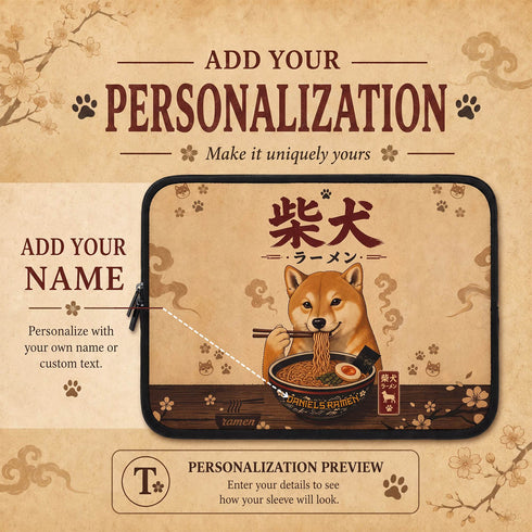 Personalized Shiba Inu Ramen Laptop Sleeve