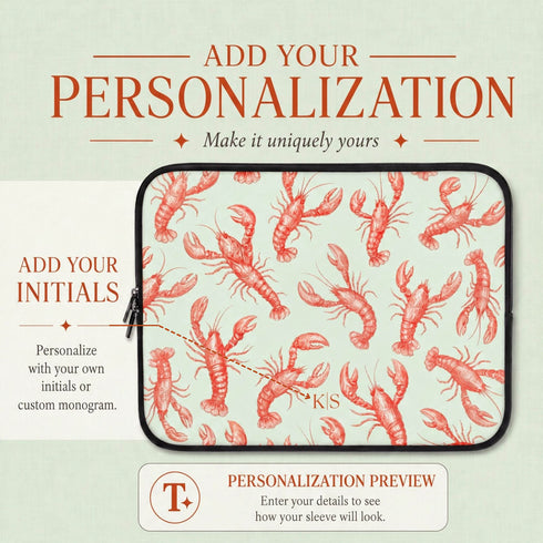 Personalized Lucky Lobsters Laptop Sleeve