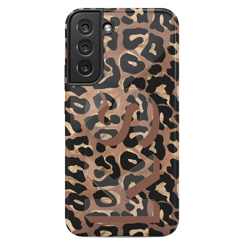 Wild Metallic Leopard 3D Initials Galaxy Case