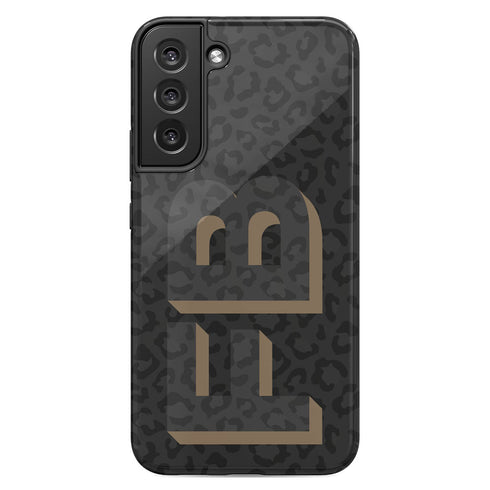 3D Initials Dark Leopard Galaxy Case - Vertical