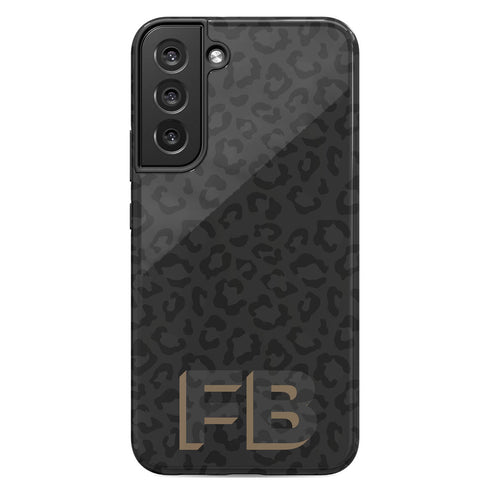 Custom 3D Initials Dark Leopard Galaxy Case - Centered