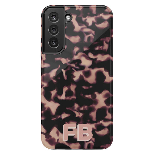 3D Custom Initials Dark Tort Galaxy Case - Centered