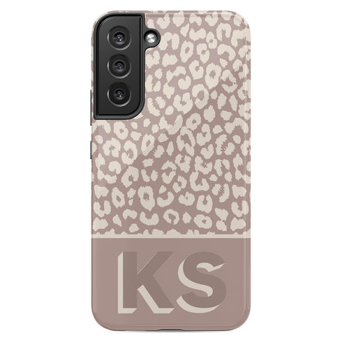Boho Leopard 3D Initials Galaxy Case