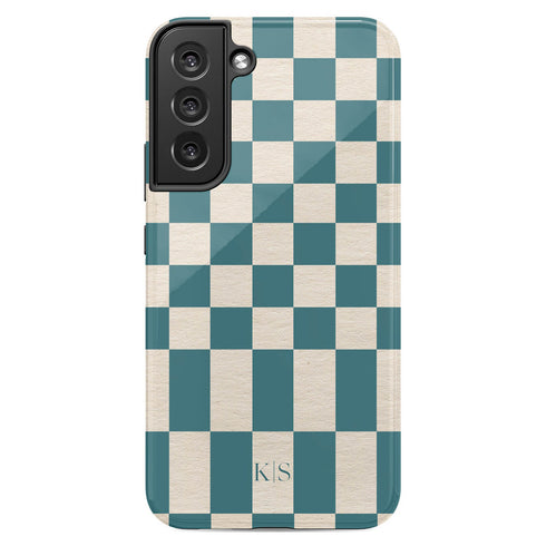 Custom Initials Retro Checkerboard Galaxy Case