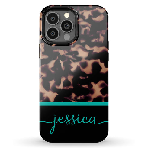 Custom Name Dark Tortoiseshell iPhone Case