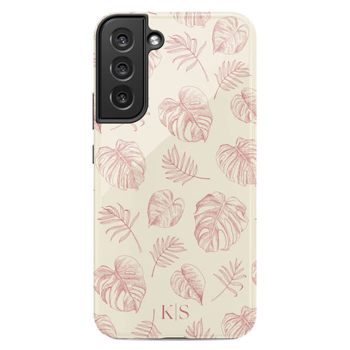 Custom Initials Tropical Monstera Leaves Galaxy Case
