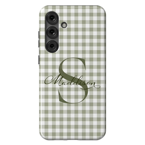 Custom Gingham Name & Initials Galaxy Case