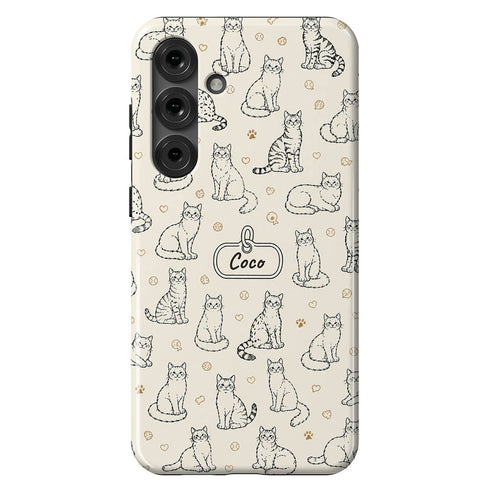 Personalized Cat Doodle Tag Galaxy Case