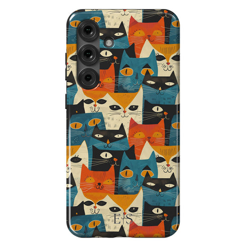 Custom Initials Tabby Cat Lovers Galaxy Case