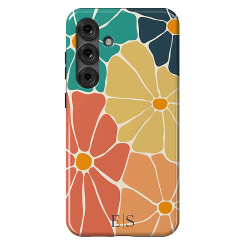 Custom Initials Abstract Flowers Galaxy Case - V1