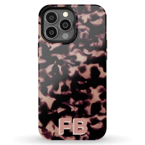 3D Custom Initials Dark Tort iPhone Case - Centered