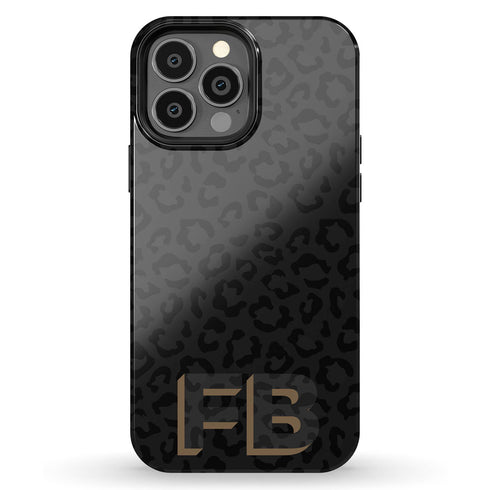 Custom 3D Initials Dark Leopard iPhone Case - Centered