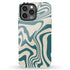 Custom Initials Swirl Wavy Marble iPhone Case