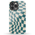 Custom Initials Wavy Groovy Checkerboard iPhone Case