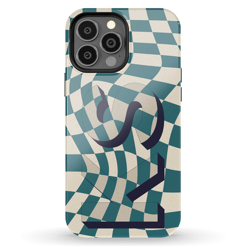 Groovy Checkerboard 3D Initials iPhone Case