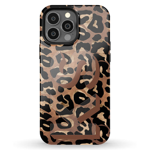 Wild Metallic Leopard 3D Initials iPhone Case