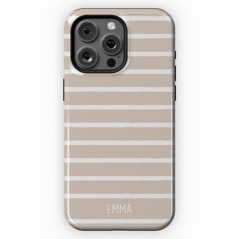 Custom Name Hand Drawn Pastel Stripes iPhone Case